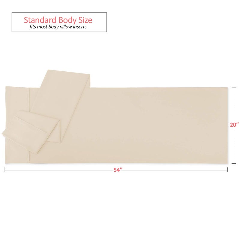 Nestl Body Pillow Cover Soft Pillowcase Lightweight Beige Microfiber 20x54 Inches Envelope Closure, Set of 2 - Image 3